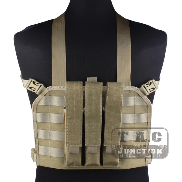 

Emerson Tactical High Speed Operator MOLLE Chest Rig Khaki Adjustable High-Densiy Nylon Vest w/ SMG Magazine Mag Pouch