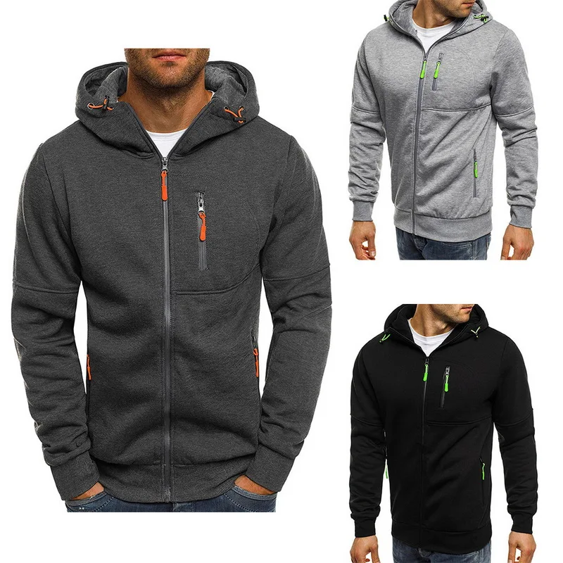 

Drop shipping Shujin 2019 new autumn and winter men's sports and fitness casual jacquard sweater cardigan hooded jacket