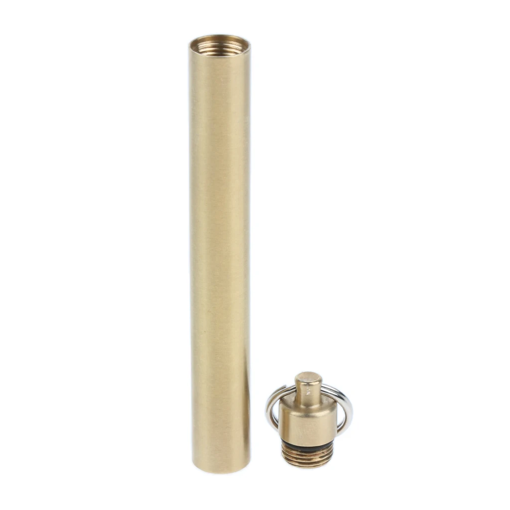 Waterproof Brass Pocket Toothpick Holder Mini Ear Pick Box Keychain Pill Capsule Case