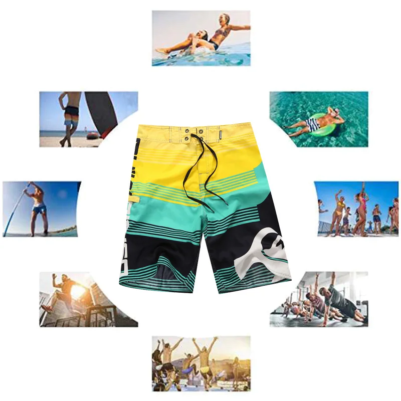 Mens Board Shorts Swimwear Hawaiian Swim Trunks Quick Dry Sportwear Summer Holiday Surf Beach Bathing Suits Shorts