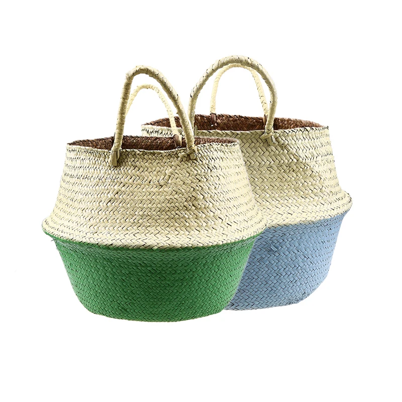 

WCIC Storage Basket Laundry Rattan Basket Natural Plant Toys Storage Holder Container Home Plants Flower Belly Decoration