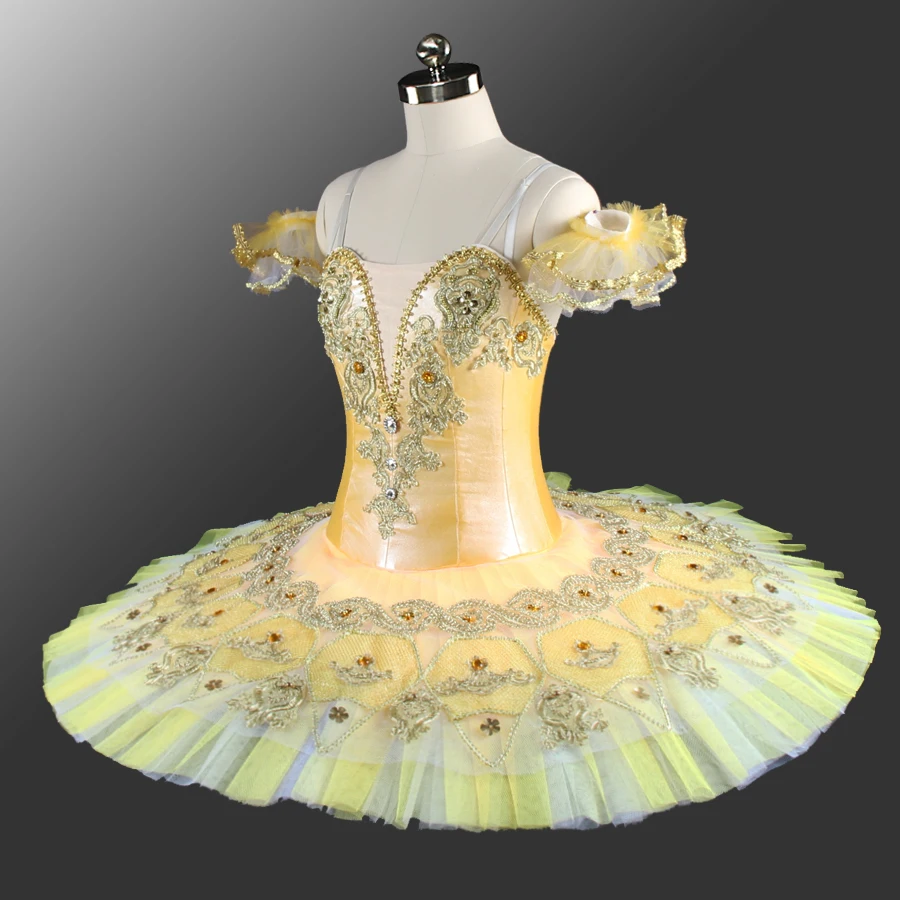 Взрослый желтый профессиональная балетная пачка этап одежда Для женщин Юбка для балета костюмы для девочек Производительность одежда для