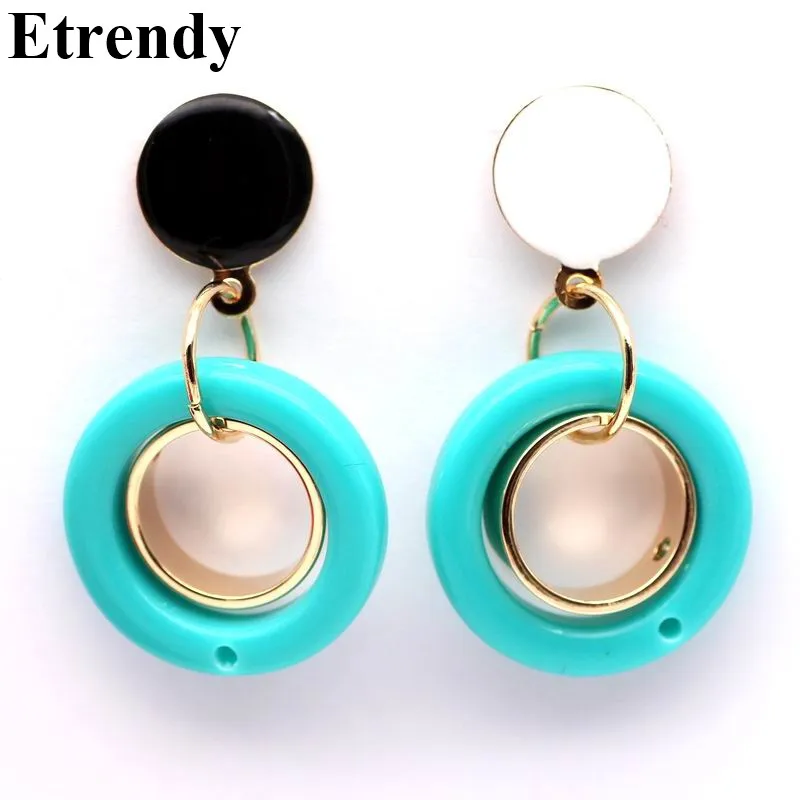 

Color Round Drop Earrings For Women Colorful Geometric Bijoux Cute Gifts