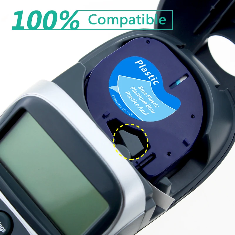Greateam 5 шт 91205 совместимый для DYMO LetraTag этикетки ленты 91225 91335 59426 черный на голубом 12