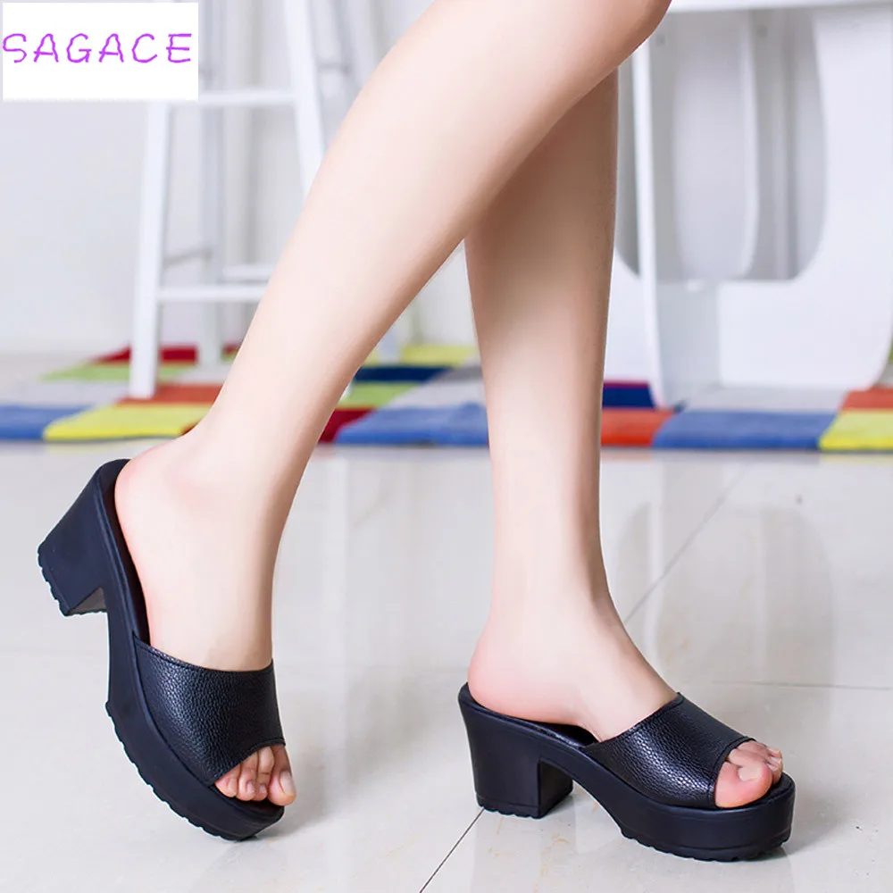 

SAGACE 2018 Women Sandals Wedges Platform Sandals Summer Beach Slippers Thick Heel Slippers Slides Ladies Casual Shoes