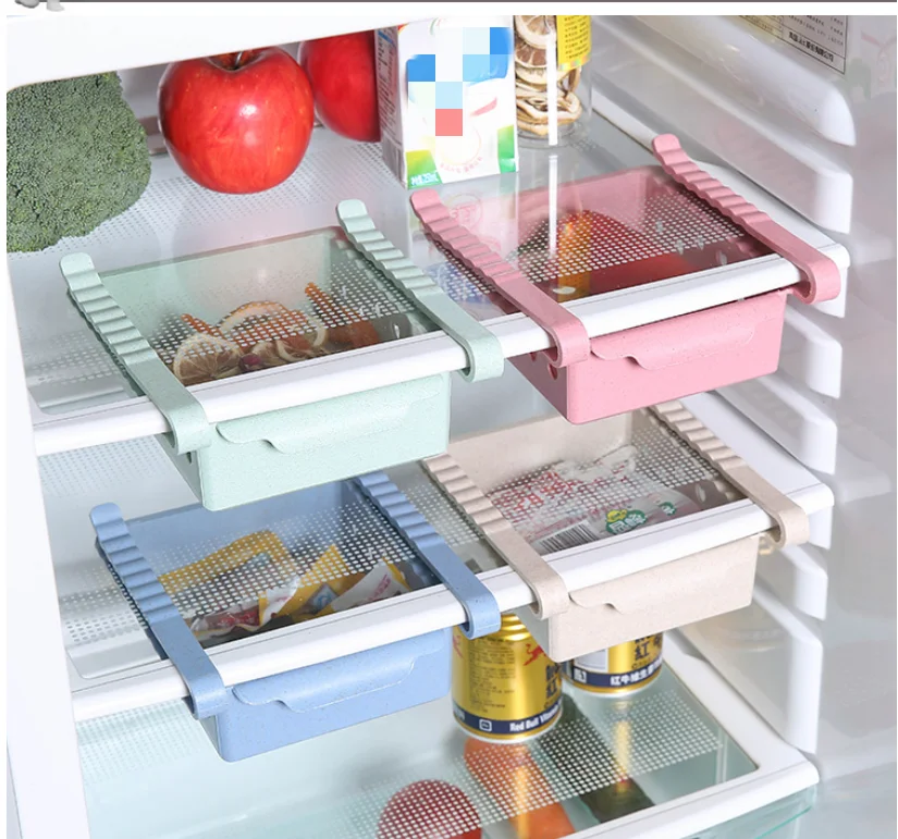 

4 Colors Kitchen Refrigerator Storage Rack Fridge Freezer Shelf Holder Pull-out Drawer Space Saver