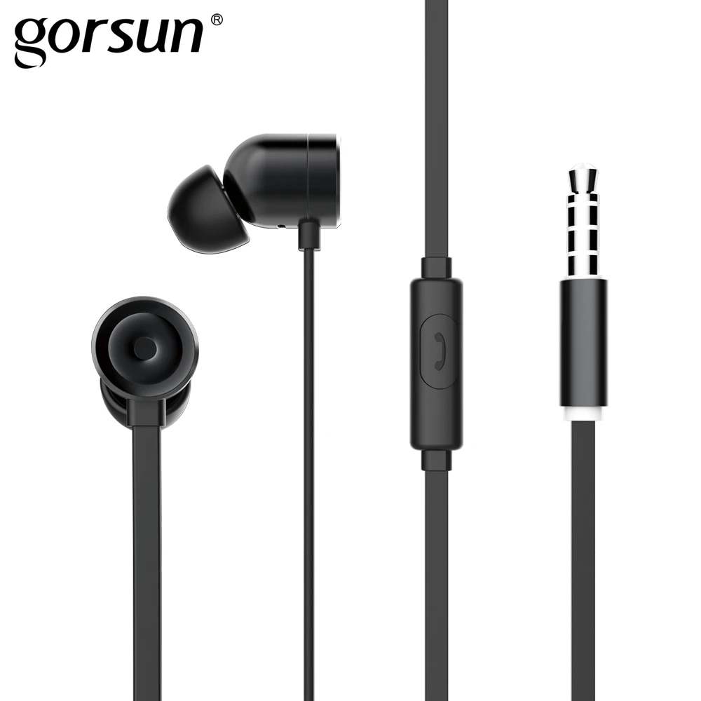 Наушники в ухо с микрофоном Gorsun C9 стерео плоские кабели Проводная гарнитура для