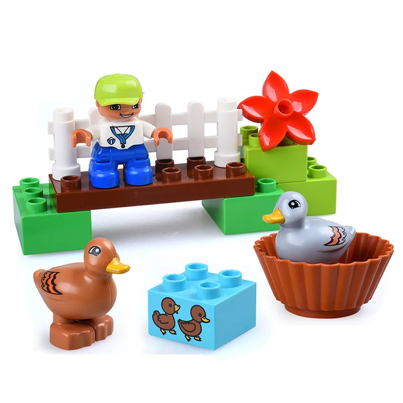 

13PCS Big Size Bricks Set Little Boy with Farm Ducks Compatible with Legoingly Duplo Building Blocks Toys for Children Kids Gift