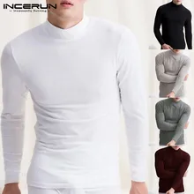 INCERUN/Классическое нижнее белье, топы, теплое, однотонное, облегающее белье, термобелье, мужское новое нижнее белье с длинным рукавом, водолазка, футболка S-5XL
