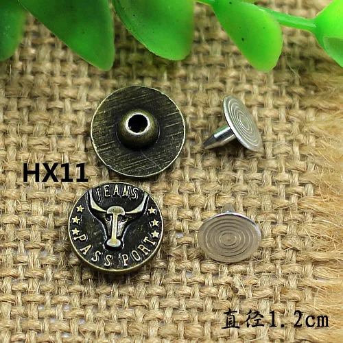 14 Small Rivets Buttons Variety of Flower Letter Metal Rivets Buttons Denim Buckles - Цвет: HX11 1.2cm