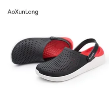 AoXunLong/мужские шлепанцы; сезон лето; шлепанцы без задника с открытыми пальцами; унисекс; модные уличные дышащие повседневные сандалии; Вьетнамки; пляжные шлепанцы