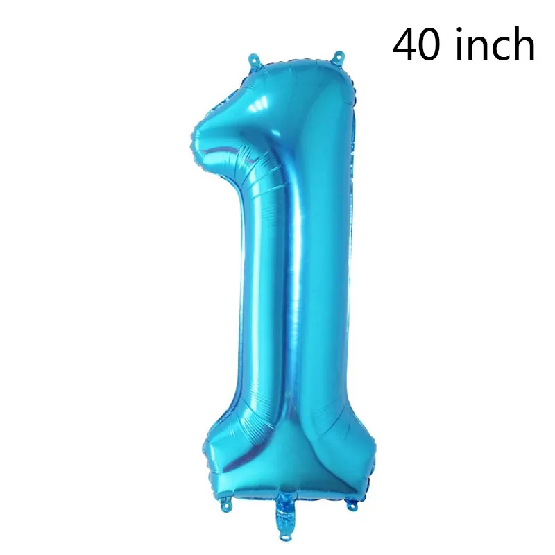 Ребенок 1 первый день рождения девочка мальчик Воздушные шары Дети один год День рождения воздушные шары из фольги в виде цифр детская вечеринка украшения подарок - Цвет: 40inch pure blue 1