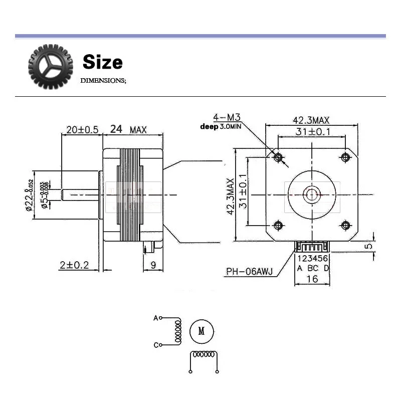 nema 17 42 stepper motor 23mm 0.42N.m 1.5A for 3D print step motor 4023