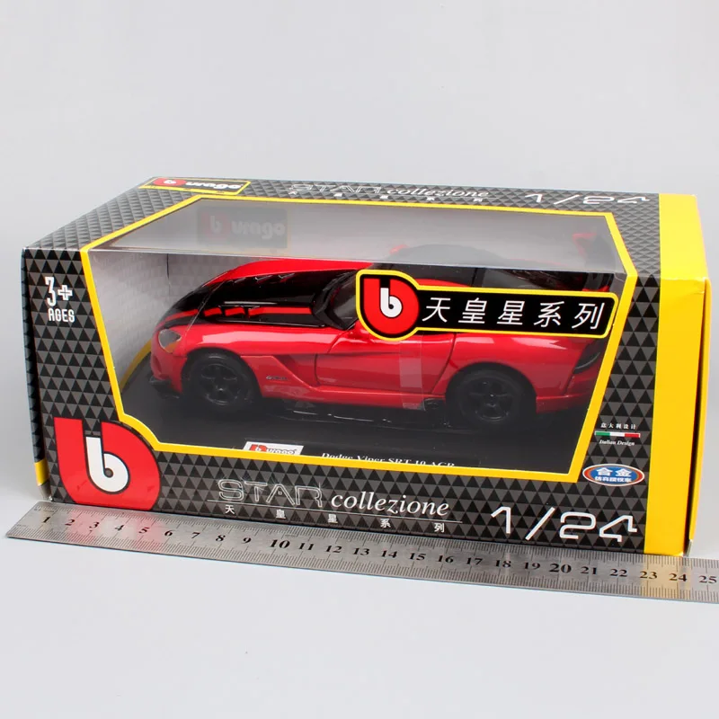 Детские 1:24 Масштаб BBurago Dodge Viper SRT 10 ACR красный Дорожный гонщик супер автомобиль спортивный литье под давлением модель миниатюрный автомобиль игрушка для детей