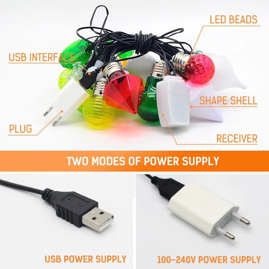 Наружные декоративные гирлянды AC100 240V/DC5V RGB пульт дистанционного управления 30 PACK/6
