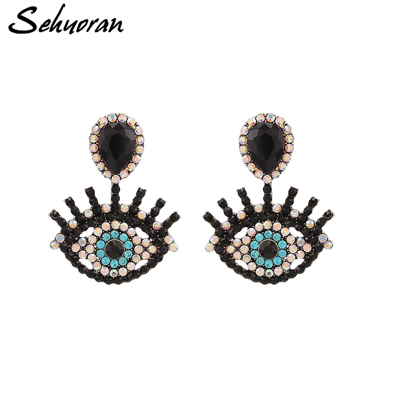 Sehuoran, стильные серьги-гвоздики с кристаллами Oorbellen для женщин, цветные подарочные серьги в виде глаз, Винтажные серьги, опт, высокое качество, серьги