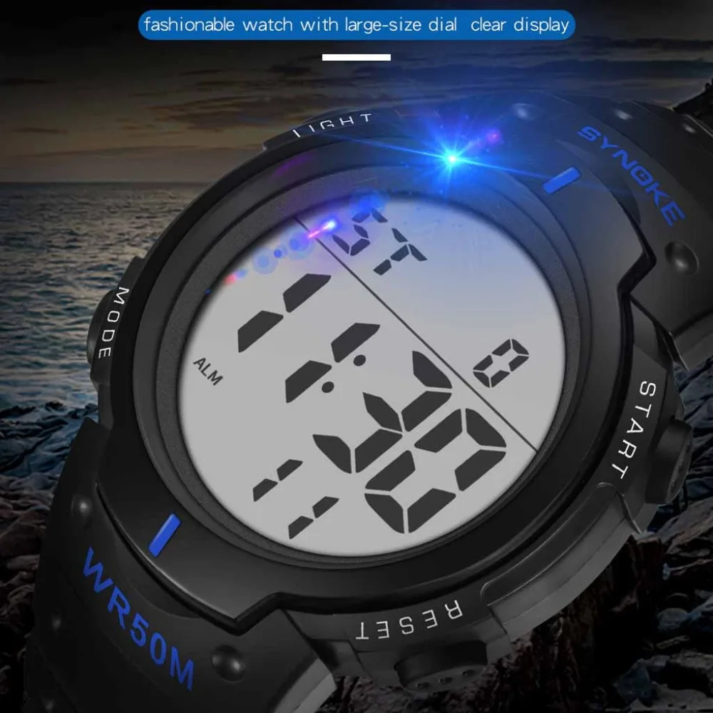 Мужские Цифровые спортивные часы светодиодный дисплей с большим лицом военные часы водонепроницаемые светящиеся секундомер простые часы relogio masculino