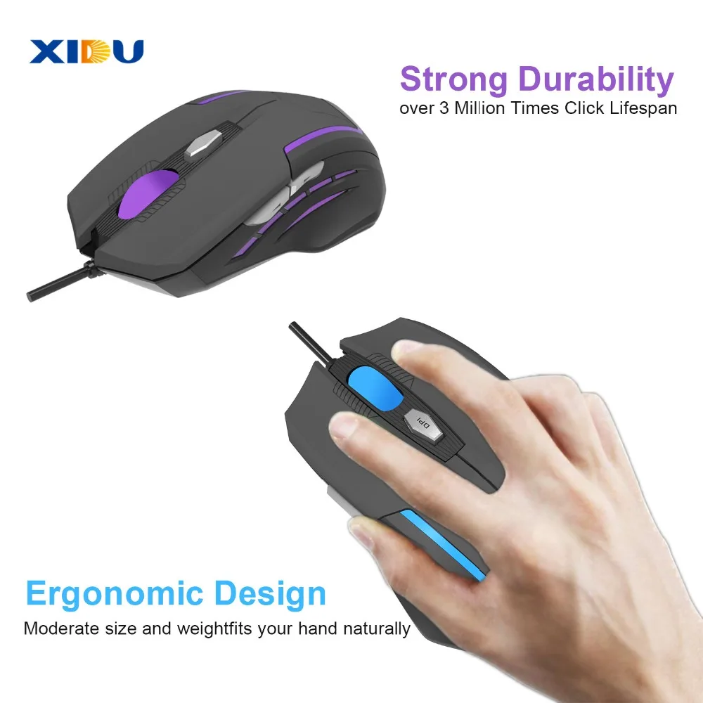 XIDU мышь USB 3 0 Проводная игровая Регулируемая оптическая компьютерная для