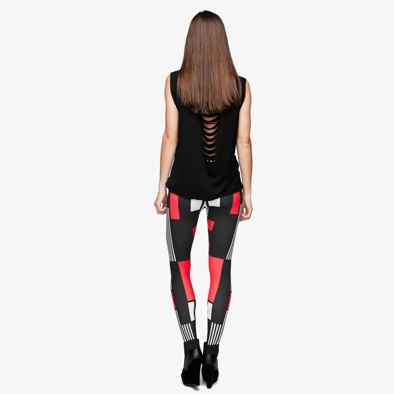 Женские забавные геометрические красные женские леггинсы с принтом 3D растягивающиеся время приключений леггинсы базовые брюки