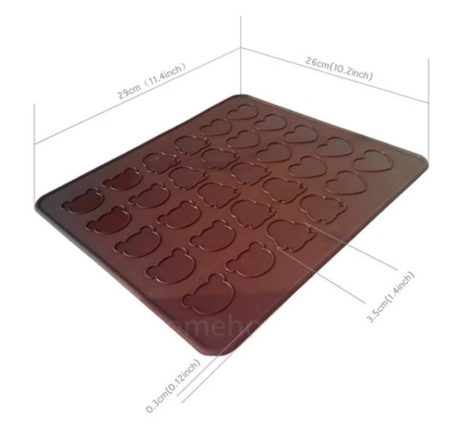 1PC 30 Hole Love Heart Bear Penguin Design Silicone Baking Mat For Cookie Macaroon Household DIY Bakeries Baking Tools
