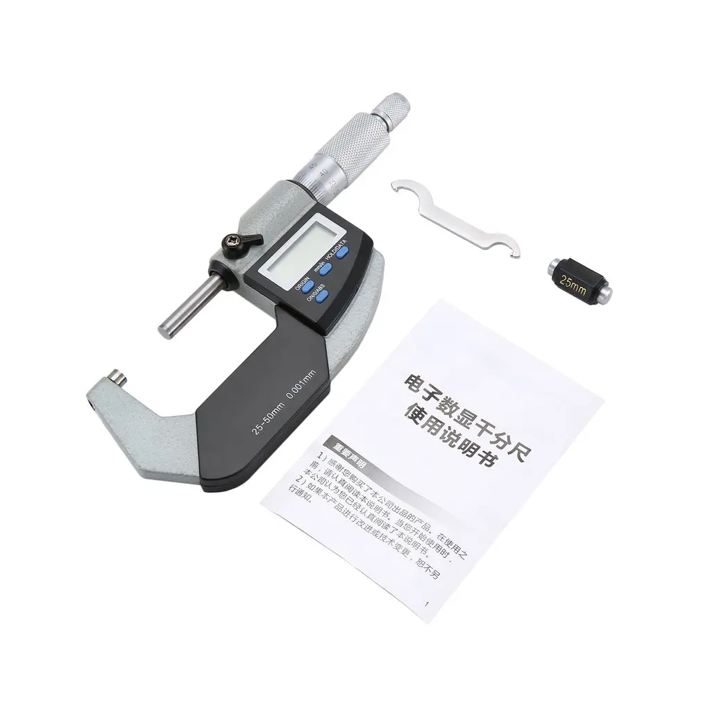 

SHAHE 0.001mm Digital Outside Micrometer 0-25mm/25-50mm/50-75mm/75-100mm Electronic Measuring Tool With Engraved Line