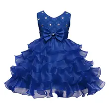 Girl’s Summer Cute Sleeveless Dress children Dresses Girls Clothes Party Princess birthday Christmas Dress(Dark Blue)