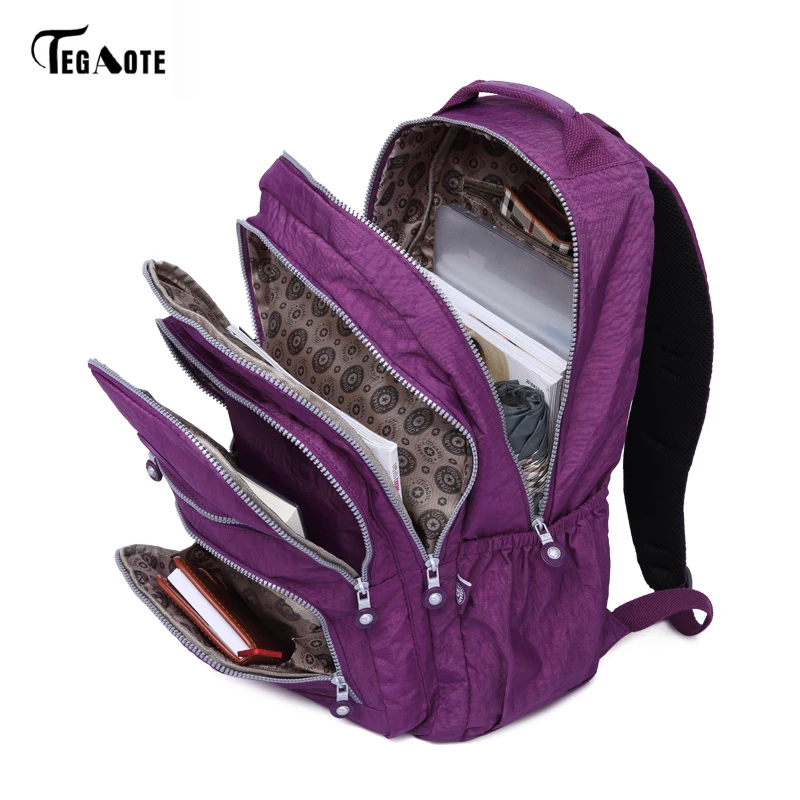 TEGAOTE 2 unids/set la escuela Mochila para chicas adolescentes Mochila femenina, las mujeres bolsos Nylon Casual bolsas de ordenador portátil bolso de mujer