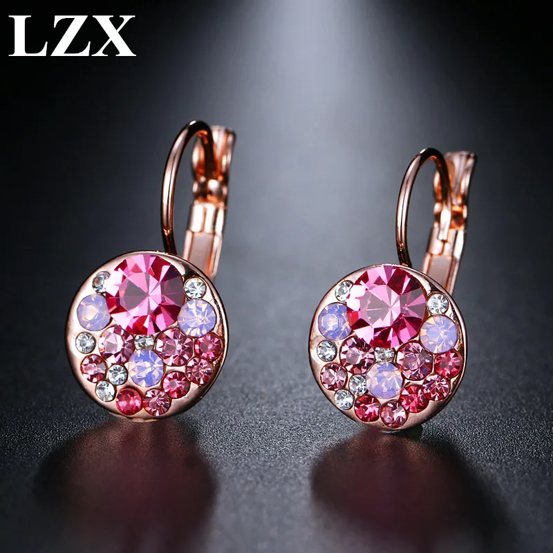 Женские серьги кольца с австрийским кристаллом золотистого цвета|hoop earrings for