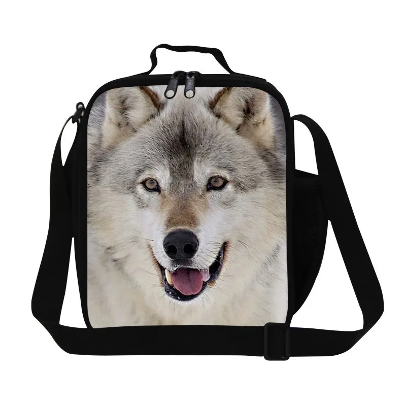 Дизайнерская сумка для ланча с рисунком волка для мальчиков, классная сумка для ланча для подростков, маленькая сумка для еды для студентов, детский контейнер для ланча