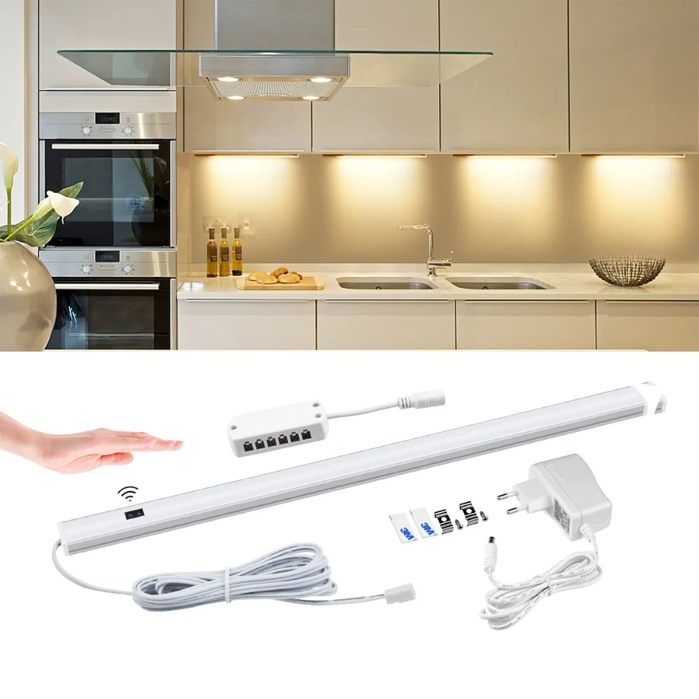 

12V Sensor LED Cabinet Light lamp Hand Sweep Motion Sensor Kitchen Light Hand Wave LED Bar Light Bedroom Closet Wardrobe light