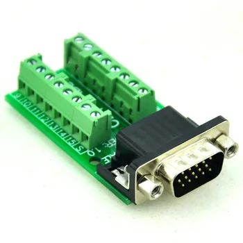 

Slim Right Angle D'SUB DB15HD Male Header Breakout Board, Terminal Block DSUB Connector.