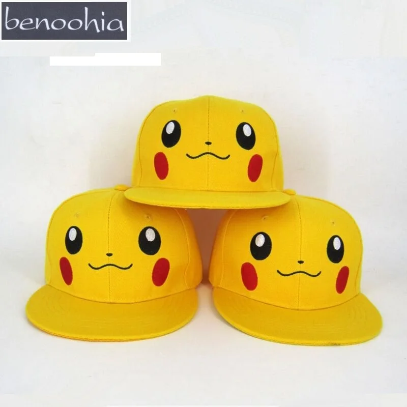 

BBS027 New Boy Girls Adjustable Fitted Bone Cute Baseball Cap Kids Casquette Gorras Yellow Pokemon Go Snapback Hat for Children