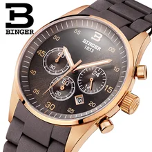 Швейцарские часы мужские люксовый бренд Бингер кварцевые мульти дисплей спортивные силиконовые наручные часы водонепроницаемые B1101-4