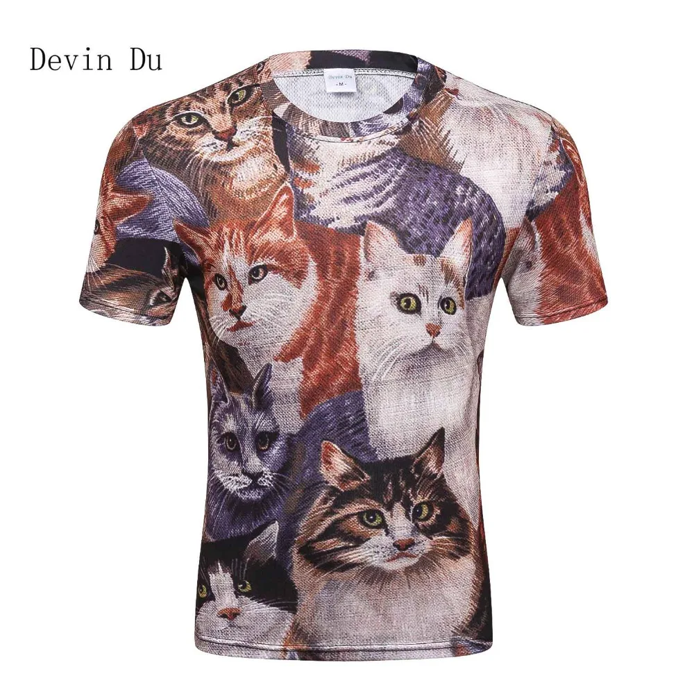 

Devin Du 3D Printed Cat T shirts Men Cute Cartoon Funny T-shirt Male Harajuku Galaxy Short Sleeve O-Neck T shirts Cat 2017