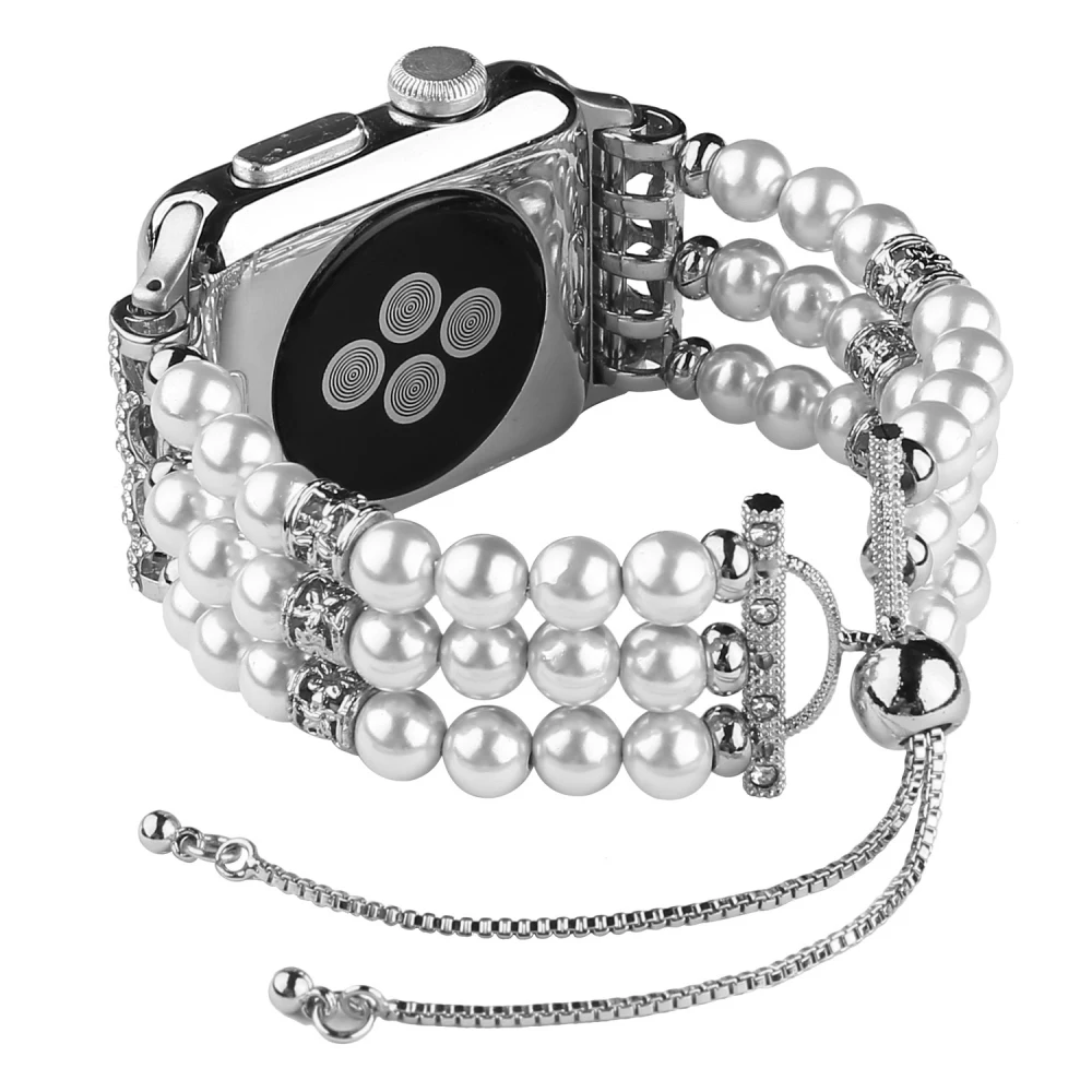 

Diamond Pearl Bracelet For Apple Watch Band Series 1 2 3 4 Replacement Wrist Women's Jewelry Wrist Strap 42mm 40mm 44mm 38mm