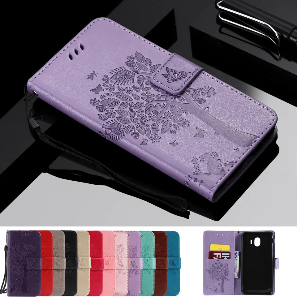 

3D Tree Cat Wallet Case For Samsung Galaxy J4 2018 Case Flip Leather Cover funda Samsung Galaxy J4 Plus 2018 Case Leather Wallet
