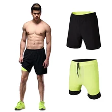 Горячая Распродажа брендовые качественные мужские шорты 2 в 1 для тренировки фитнеса " 2-в-1 шорты