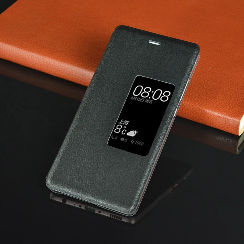 Роскошный кожаный чехол-книжка на магните для huawei P9 P9plus P 9 Plus 9 plus, чехол для смартфона с функцией автоматического сна - Цвет: Black