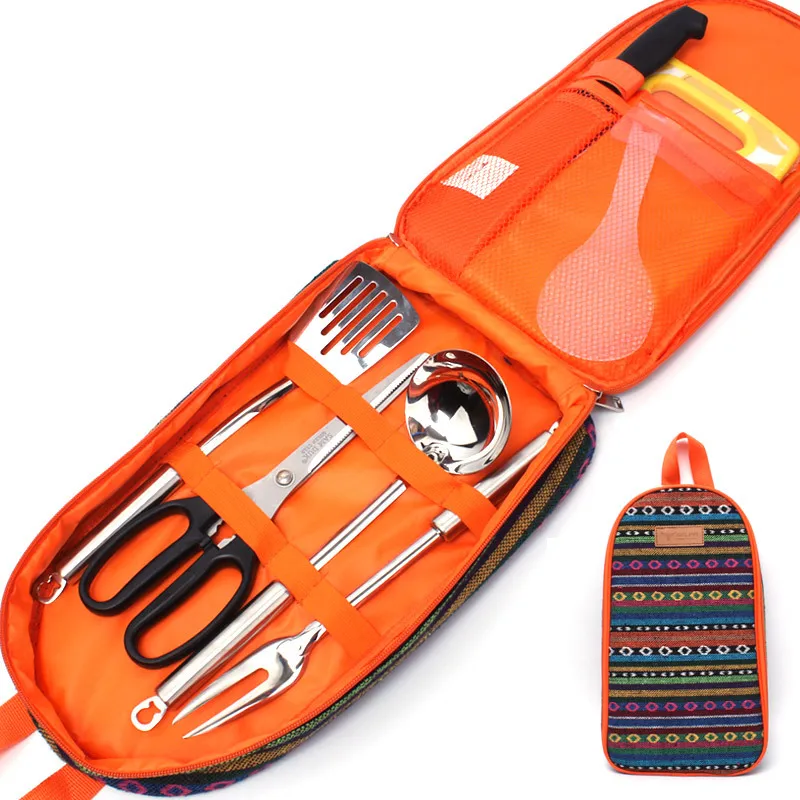 

Outdoor Cookware Set Wild Picnic Kitchen Portable 201 Stainless Steel Sensual Handbag Bag