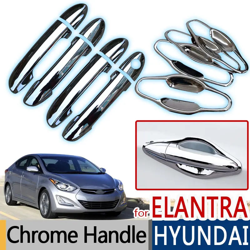 8PCXChrome Door Handle Cover Trim Molding Cap  Fit For Hyundai Elantra 2011-2014 