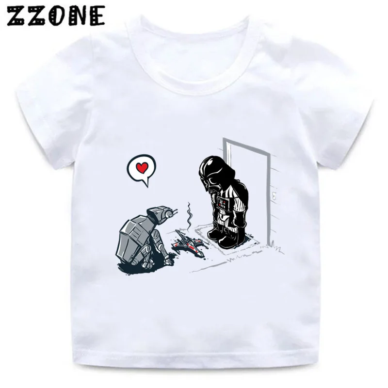 Забавная детская одежда с рисунком дартворкса футболка с рисунком «Звездные войны» для мальчиков и девочек Летняя Повседневная футболка для малышей-5514