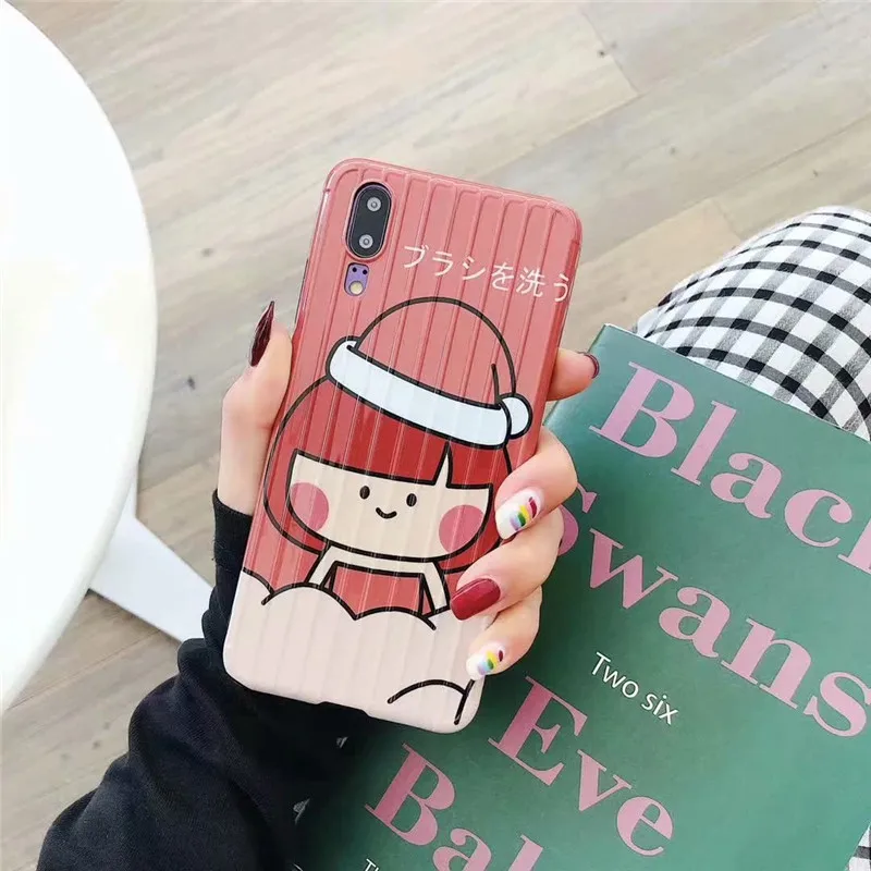 JAMULAR Cartoon Boy Girls Couple Case For Huawei P20 P30 Pro Mate 20 Nova 4 Suitcase Pattern Soft Phone Cover | Мобильные телефоны