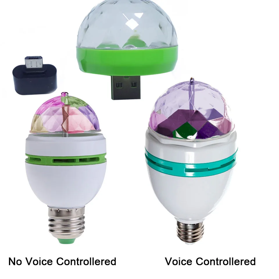 

E27 led bulb disco ball 3W/6W Colorful Auto Rotating lamp led bulb stage light disco lights sound party lights