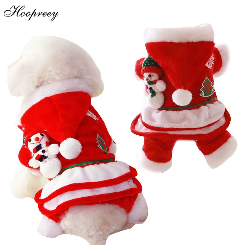 

Winter Thickening Warm Overalls Dog Clothes Christmas Snowman Pet Costume Soft Fleece Hoodie Jumpsuits Dog Coat for Small Dogs