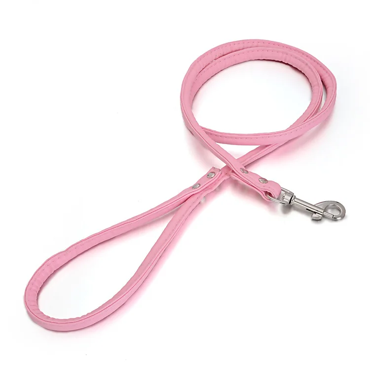 PU Leather Dog leash Chain Leads Rope Pet Cat Traction hook buckle for Small Animal Collar Harness Running Walk Black Red Blue