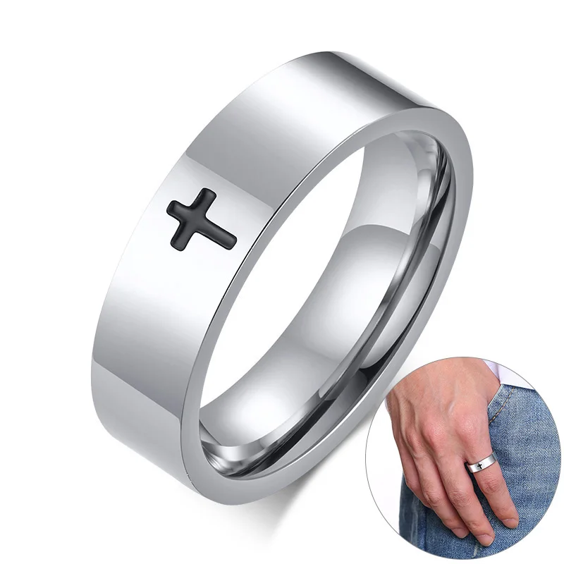 Wholesale 5pcs I LOVE JESUS Silver Stainless steel Jewerly Rings Size 17mm-21mm