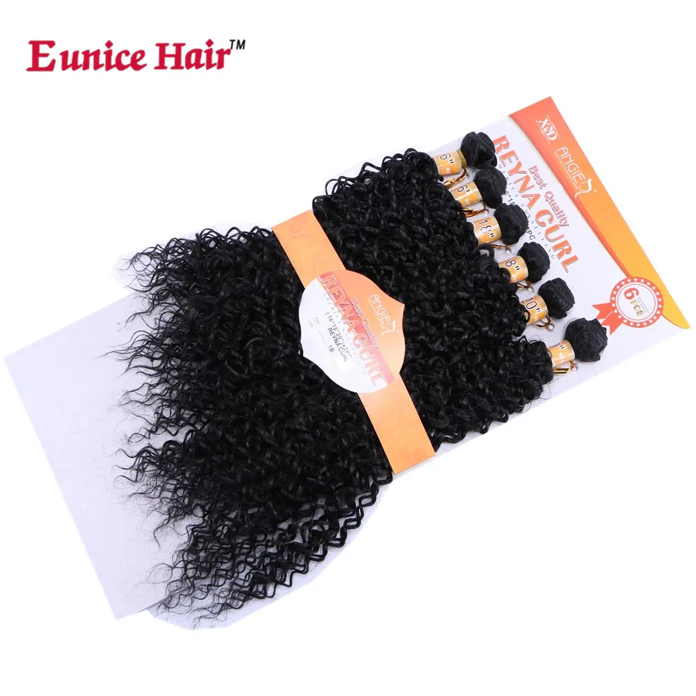 

16 18 20 Inch Eunice Hair 6pcs/pack Ombre Brown Hair Weaving Kinky Curly Hair Extensions Weft Synthetic Hair Weave Bundles