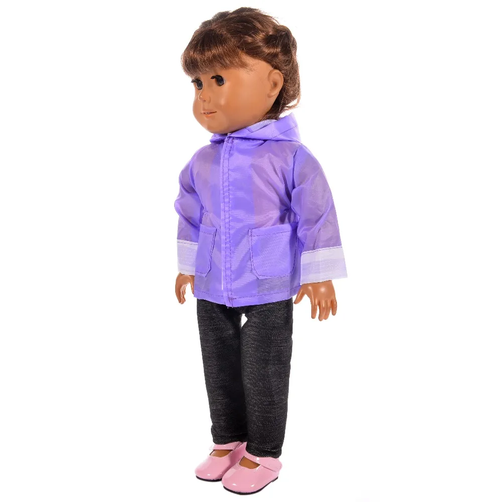 18 дюймовых кукол одежда для американские куклы: 6 шт. плащевой костюм-включает в себя дождевик, зонтик, сапоги, шляпа, брюки, и рубашка