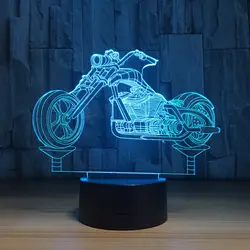 Крутой мотоцикл акриловый 3D ночник светодиодный стереовидение лампа 7 цветов Изменение спальни прикроватный ночник ребенок как подарки