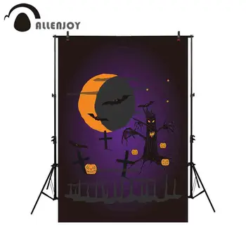 

Allenjoy professional photography background terrible dead tree bat dark night cross pumpkin backdrop Halloween photobooth